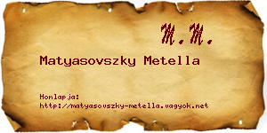 Matyasovszky Metella névjegykártya
